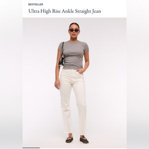 Abercrombie & Fitch - The Ankle Straight Ultra High RiseCream Straight Leg Jeans